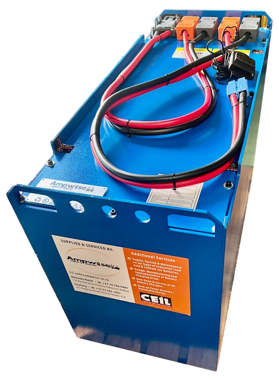 Ampwise lithium-ion industrial battery pack, supplied and serviced by Ampwise.